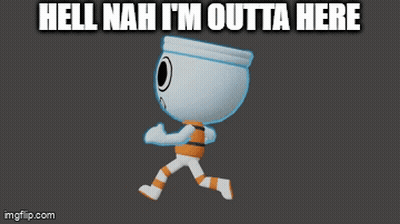 A Cartoon Character With The Words Hell Nah I 'M Outta Here GIF