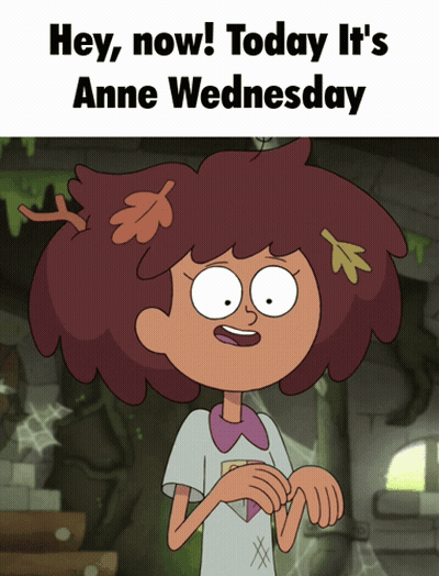 A Cartoon Character With The Words Hey Now Today It 'S Anne Wednesday On Top GIF