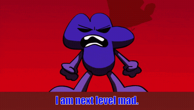 A Cartoon Character With The Words " I Am Next Level Mad " Below It GIF