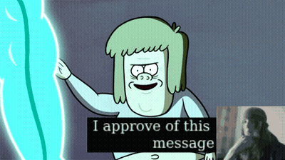 A Cartoon Character With The Words I Approve Of This Message On The Bottom GIF