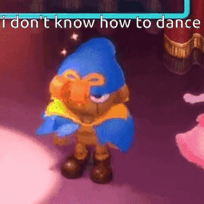 A Cartoon Character With The Words I Don 'T Know How To Dance Below It GIF