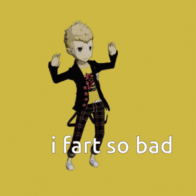 A Cartoon Character With The Words " I Fart So Bad " Below Him GIF