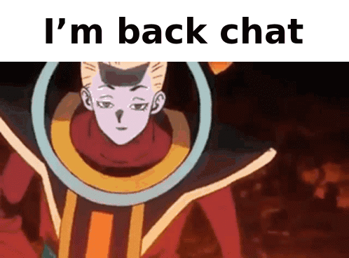 A Cartoon Character With The Words I 'M Back Chat GIF