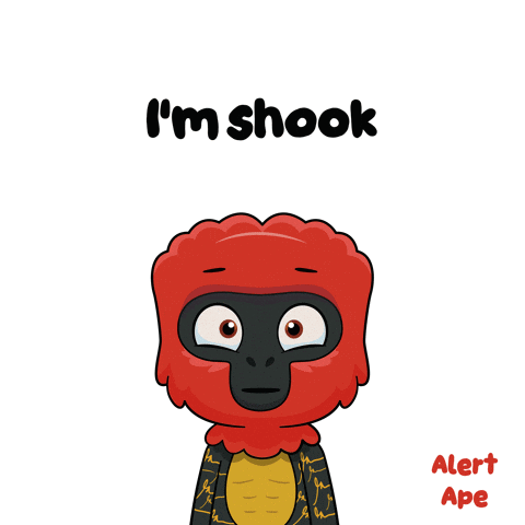A Cartoon Character With The Words I 'M Shook On The Bottom GIF