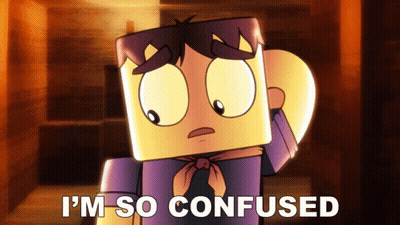 A Cartoon Character With The Words " I 'M So Confused " On The Bottom GIF