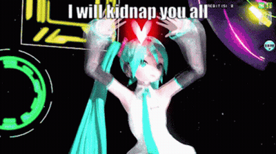 A Cartoon Character With The Words I Will Kidnap You All On The Bottom GIF