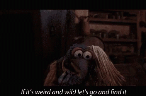 A Cartoon Character With The Words If It 'S Weird And Wild Let 'S Go And Find It GIF