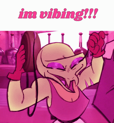 A Cartoon Character With The Words Im Vibing Written On The Bottom Right GIF