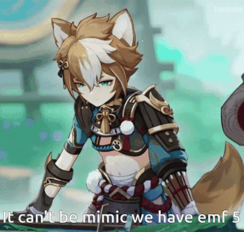 A Cartoon Character With The Words It Can 'T Be Mimic We Have Emf 5 GIF