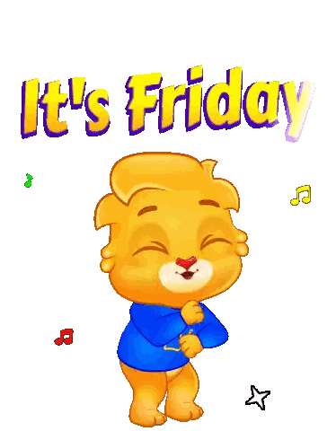 A Cartoon Character With The Words It 'S Friday Written Above Him Sticker