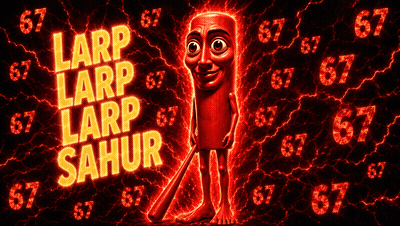 A Cartoon Character With The Words Larp Larp Larp Sahur Written On It GIF