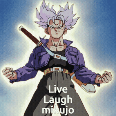 A Cartoon Character With The Words Live Laugh Mikujo GIF