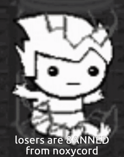 A Cartoon Character With The Words Losers Are Banned From Noxycord Written Below It GIF