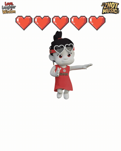 A Cartoon Character With The Words Love Laughter Wisdom On The Bottom Right GIF