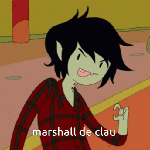 A Cartoon Character With The Words Marshall De Clau On The Bottom GIF