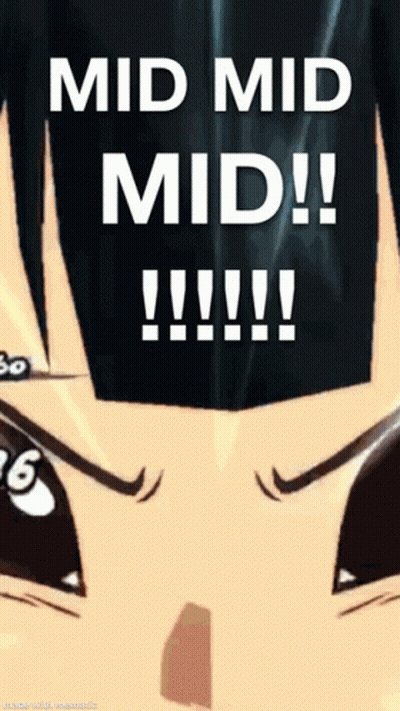 A Cartoon Character With The Words Mid Mid Mid Written On It GIF