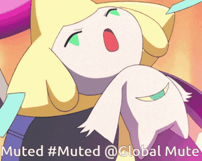 A Cartoon Character With The Words Muted #Muted @Global Mute GIF