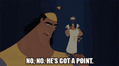 A Cartoon Character With The Words No No He 'S Got A Point GIF