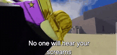 A Cartoon Character With The Words `` No One Will Hear Your Screams '' . GIF