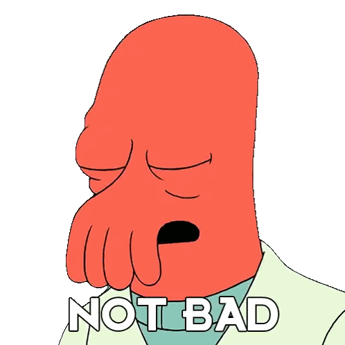 A Cartoon Character With The Words Not Bad Written On It Sticker