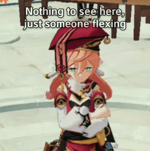 A Cartoon Character With The Words Nothing To See Here Just Someone Flexing On The Bottom GIF