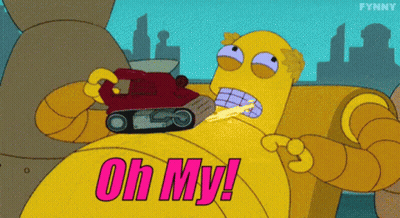 A Cartoon Character With The Words Oh My In Pink Letters GIF