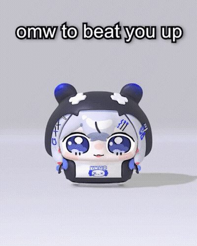 A Cartoon Character With The Words Omw To Beat You Up On It GIF