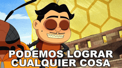 A Cartoon Character With The Words " Podemos Lograr Cualquier Cosa " On The Bottom GIF