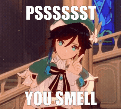 A Cartoon Character With The Words Pssssst You Smell GIF