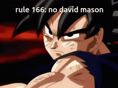 A Cartoon Character With The Words Rule 166 No David Mason GIF