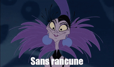 A Cartoon Character With The Words Sans Rancune Written Below Her GIF