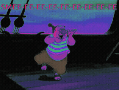 A Cartoon Character With The Words Smee-Ee-Ee-Ee-Ee-Ee-E GIF