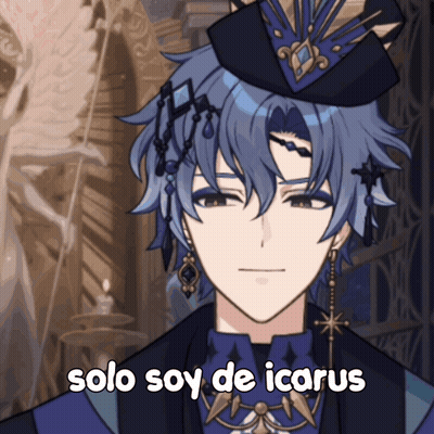 A Cartoon Character With The Words Solo Soy De Icarus Written On His Face GIF