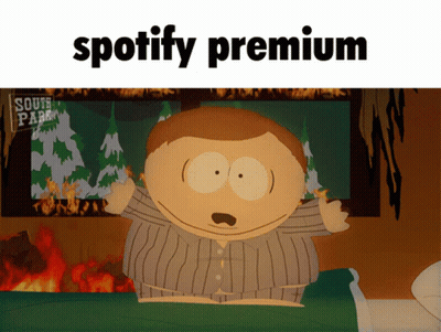 A Cartoon Character With The Words Spotify Premium On Top Of Him GIF