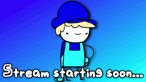 A Cartoon Character With The Words Stream Starting Soon Below It GIF