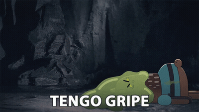 A Cartoon Character With The Words Tengo Gripe On The Bottom Right GIF