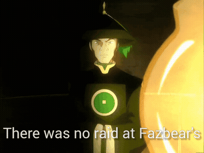 A Cartoon Character With The Words " There Was No Raid At Fazbear 'S " Below Him GIF