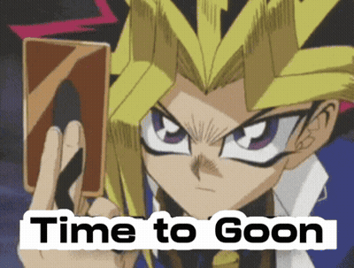 A Cartoon Character With The Words Time To Goon Written Below Him GIF