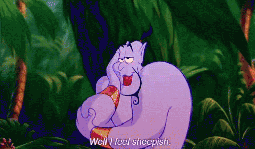A Cartoon Character With The Words Well I Feel Sheepish GIF