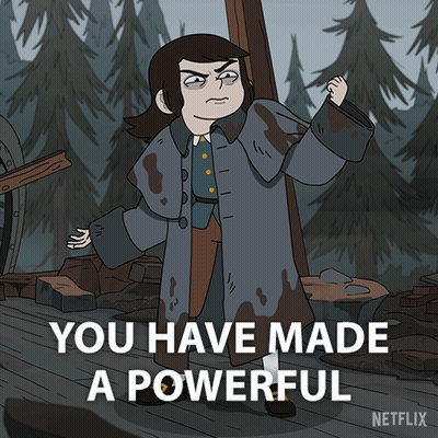 A Cartoon Character With The Words You Have Made A Powerful On The Bottom GIF