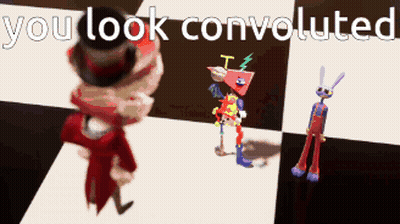 A Cartoon Character With The Words You Look Convoluted Above It GIF
