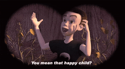A Cartoon Character With The Words You Mean That Happy Child GIF