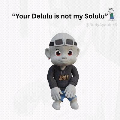 A Cartoon Character With The Words " Your Delulu Is Not My Solulu " Above It GIF