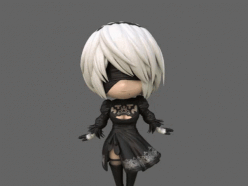 A Cartoon Character With White Hair And A Black Dress Has A Tattoo On Her Chest GIF