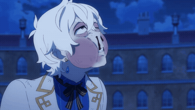A Cartoon Character With White Hair And A Blue Bow Tie Has A Huge Nose GIF