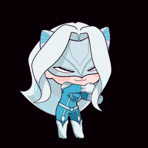 A Cartoon Character With White Hair And A Mask On A Black Background GIF
