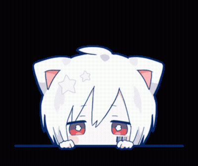 A Cartoon Character With White Hair And Cat Ears GIF