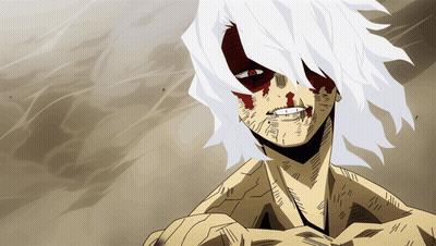 A Cartoon Character With White Hair And Red Eyes GIF