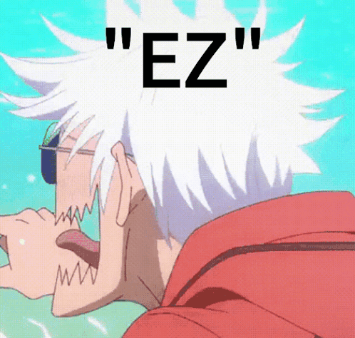 A Cartoon Character With White Hair And The Word " Ez " GIF