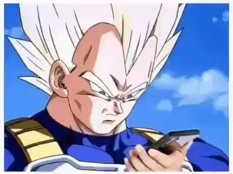 A Cartoon Character With White Hair Is Holding A Cell Phone In His Hand . GIF